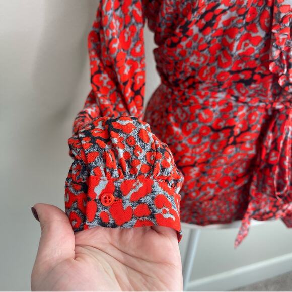 Maje Lito Leopard-Print Wrap Top M - Picture 11 of 13